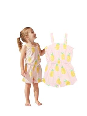 365 Kids by Garanimals Pink Romper With Pineapple Yellow Accents